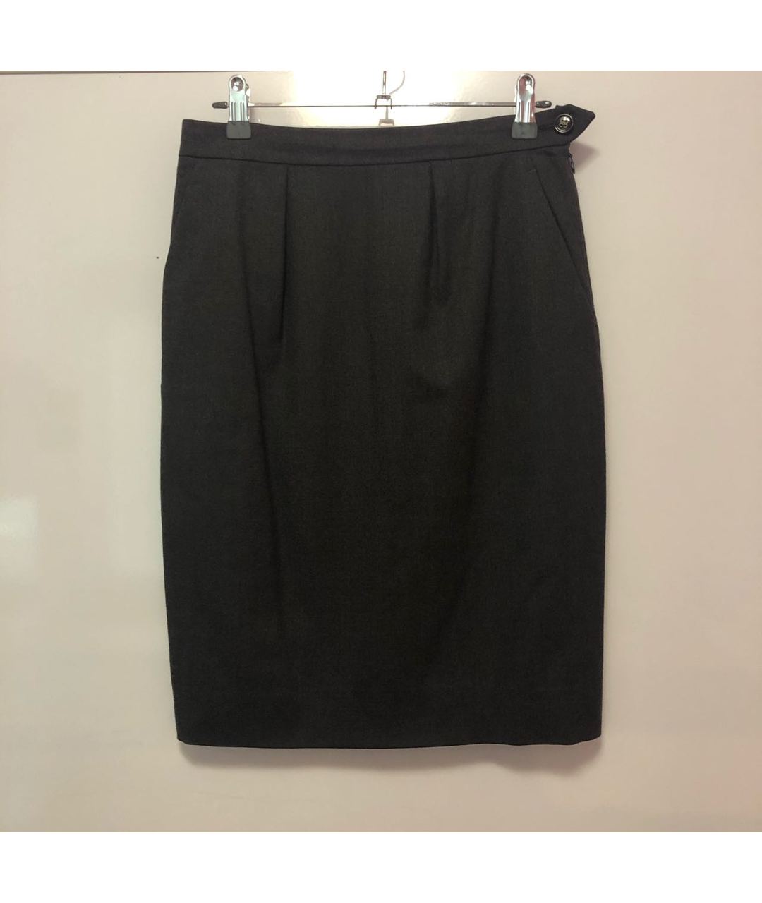 YVES SAINT LAURENT VINTAGE Антрацитовая шерстяная юбка мини, фото 2