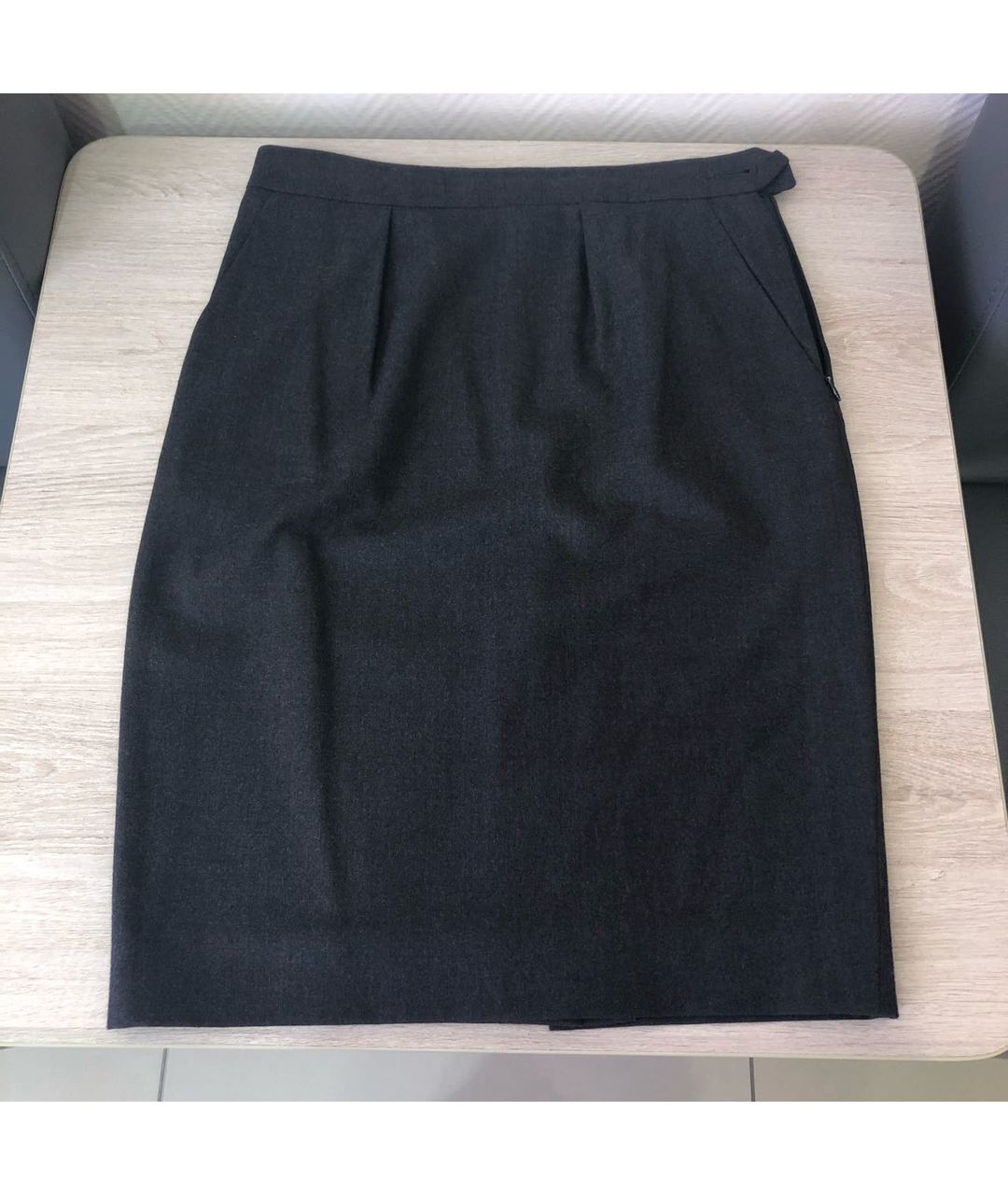 YVES SAINT LAURENT VINTAGE Антрацитовая шерстяная юбка мини, фото 8