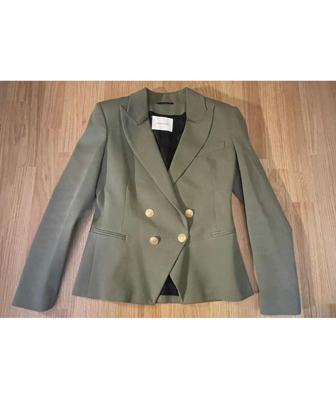 PIERRE BALMAIN Зеленый хлопковый жакет/пиджак, фото 9