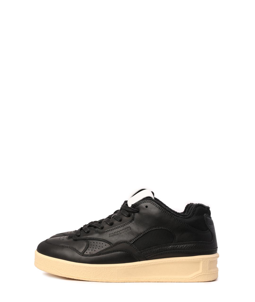 JIL SANDER Черные кожаные низкие кроссовки / кеды, фото 8