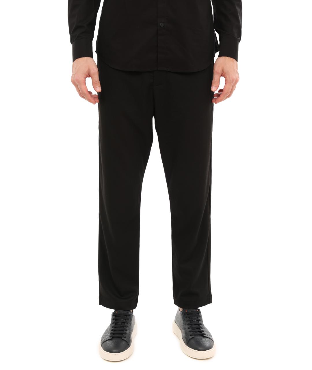 ARMANI EXCHANGE Черные хлопко-эластановые повседневные брюки, фото 7