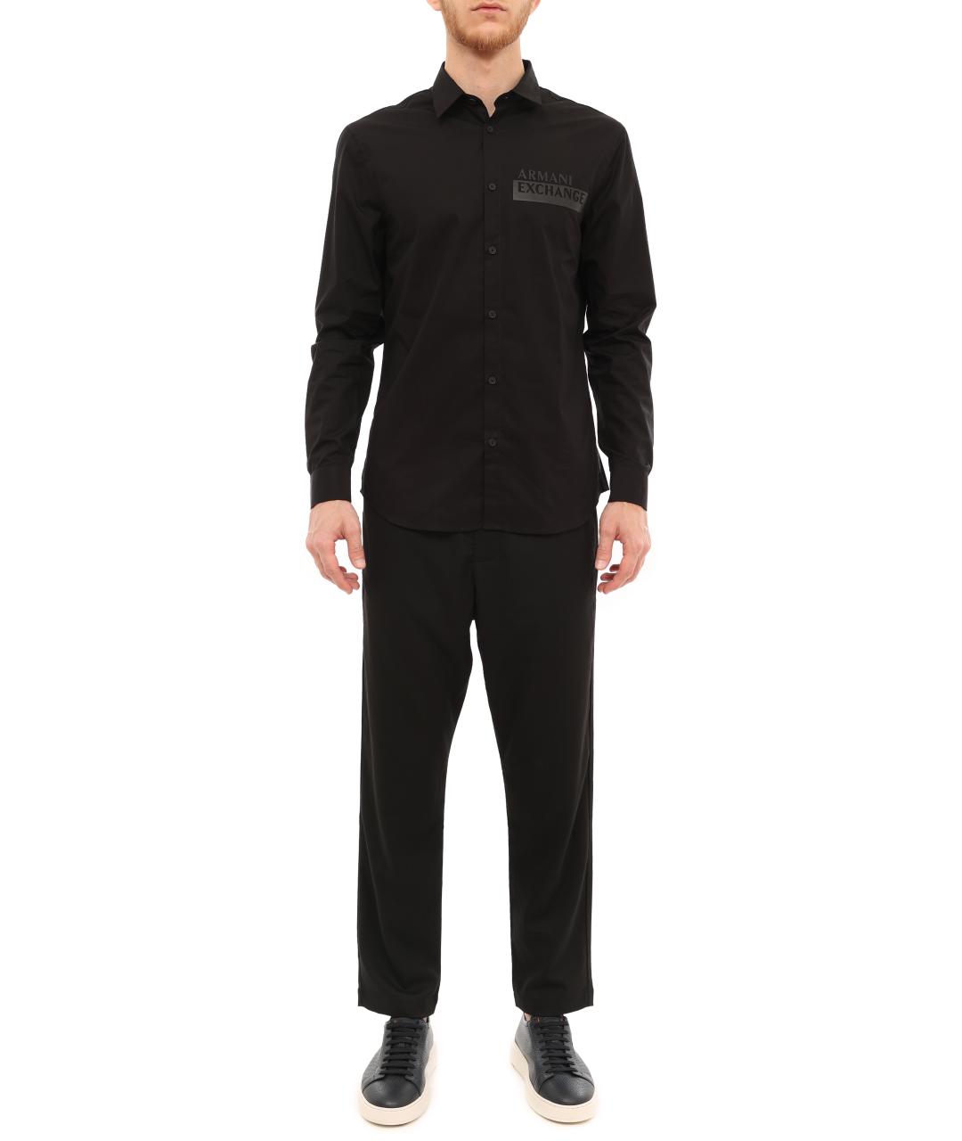 ARMANI EXCHANGE Черные хлопко-эластановые повседневные брюки, фото 6