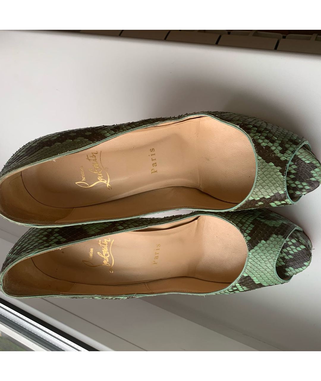 CHRISTIAN LOUBOUTIN Бирюзовые туфли из экзотической кожи, фото 2