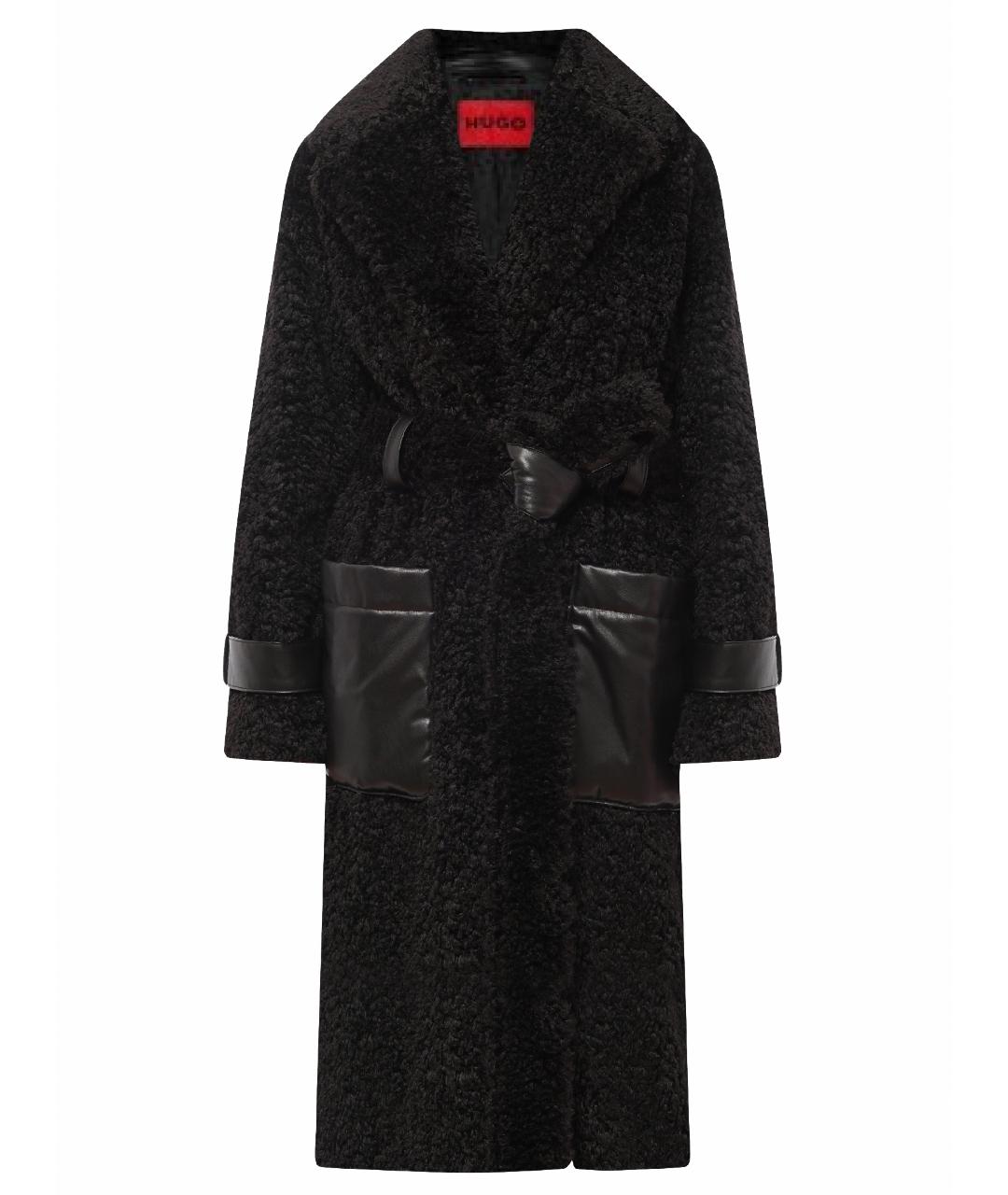 HUGO BOSS Черное полиэстеровое пальто, фото 1
