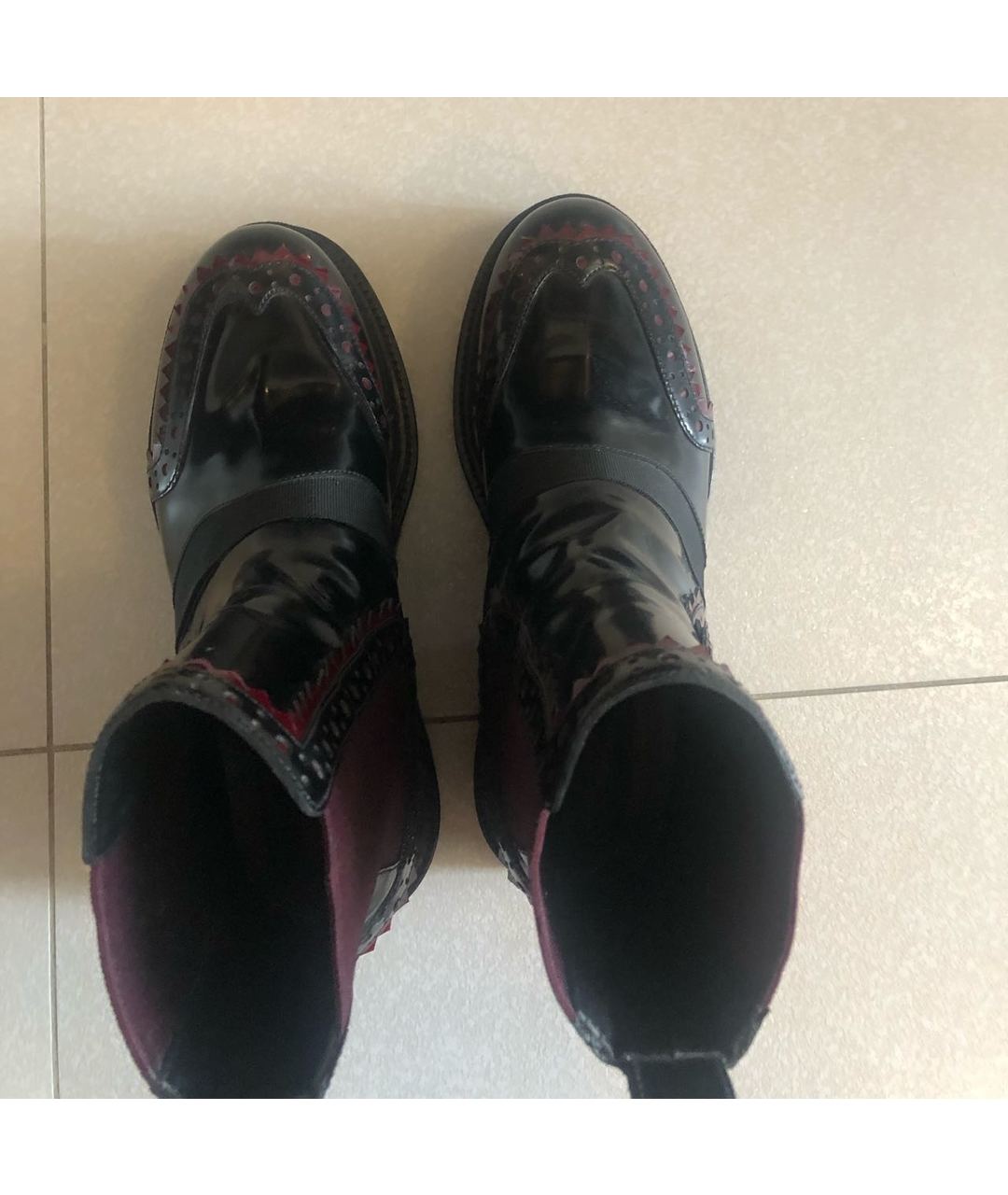 TWIN-SET Бордовые ботинки из лакированной кожи, фото 4