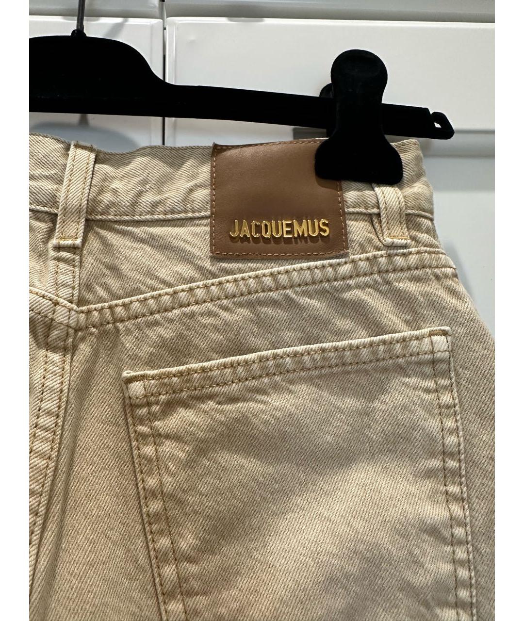 JACQUEMUS Бежевые хлопковые прямые джинсы, фото 4