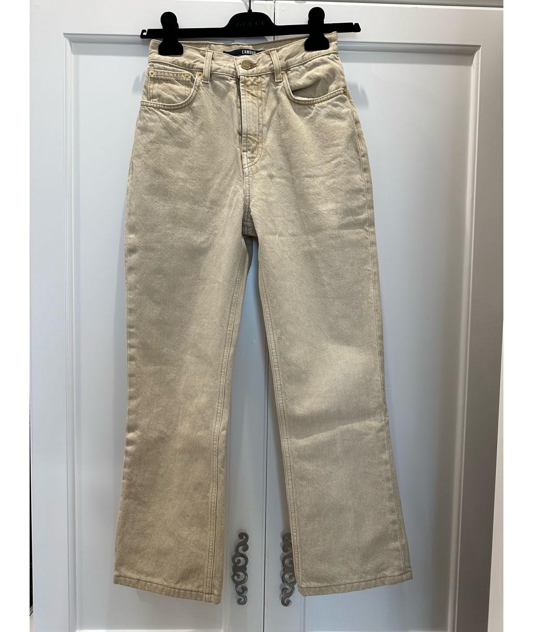 JACQUEMUS Бежевые хлопковые прямые джинсы, фото 5