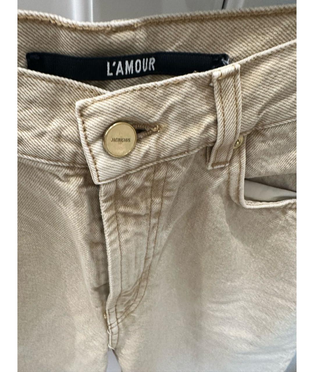 JACQUEMUS Бежевые хлопковые прямые джинсы, фото 3
