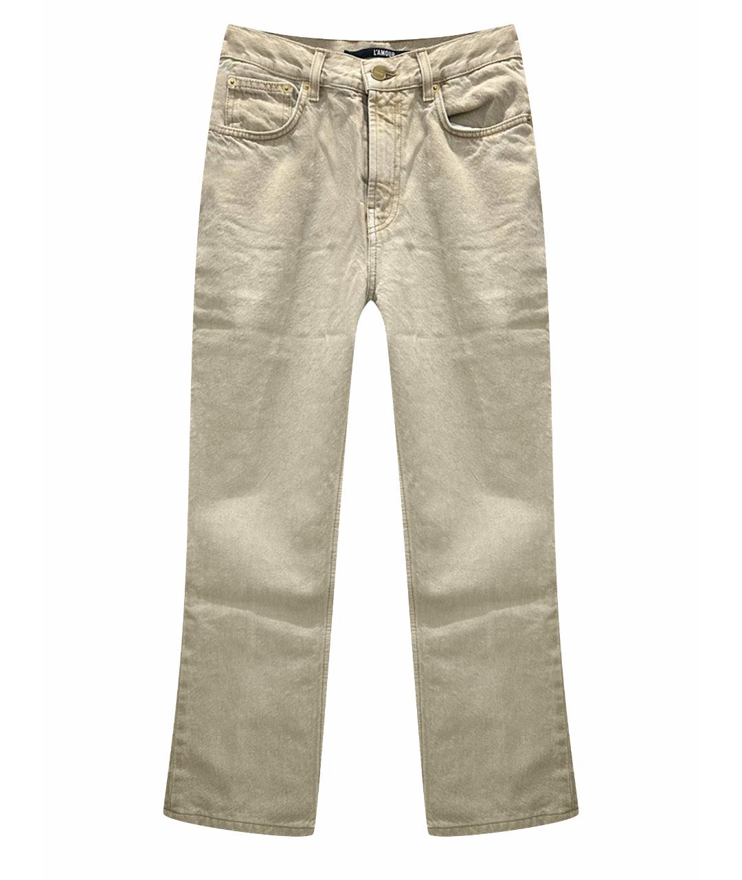 JACQUEMUS Бежевые хлопковые прямые джинсы, фото 1