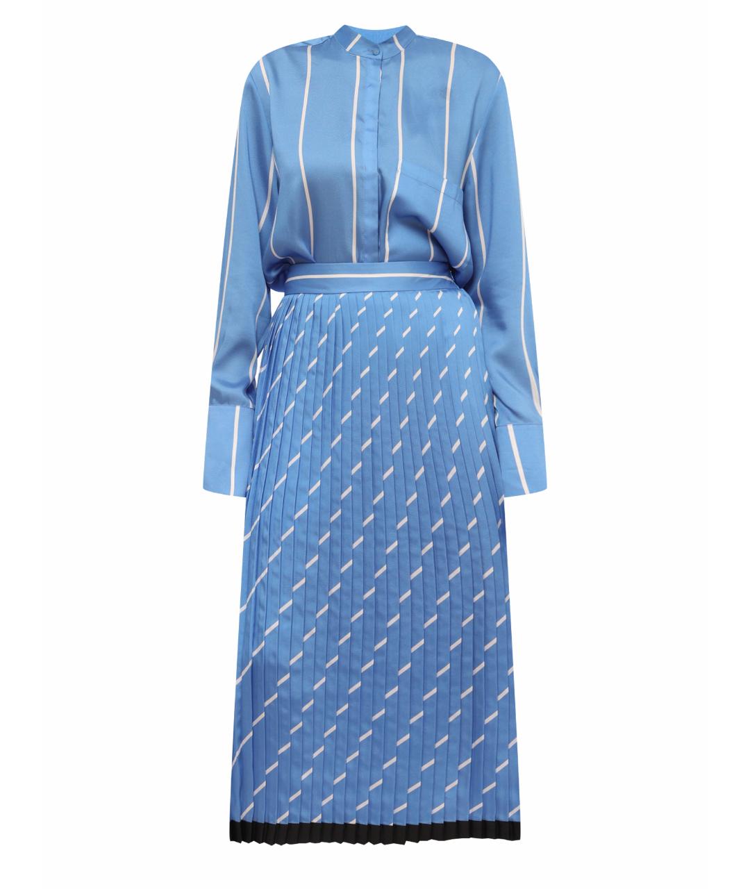 VICTORIA BECKHAM Голубая полиэстеровая юбка миди, фото 1