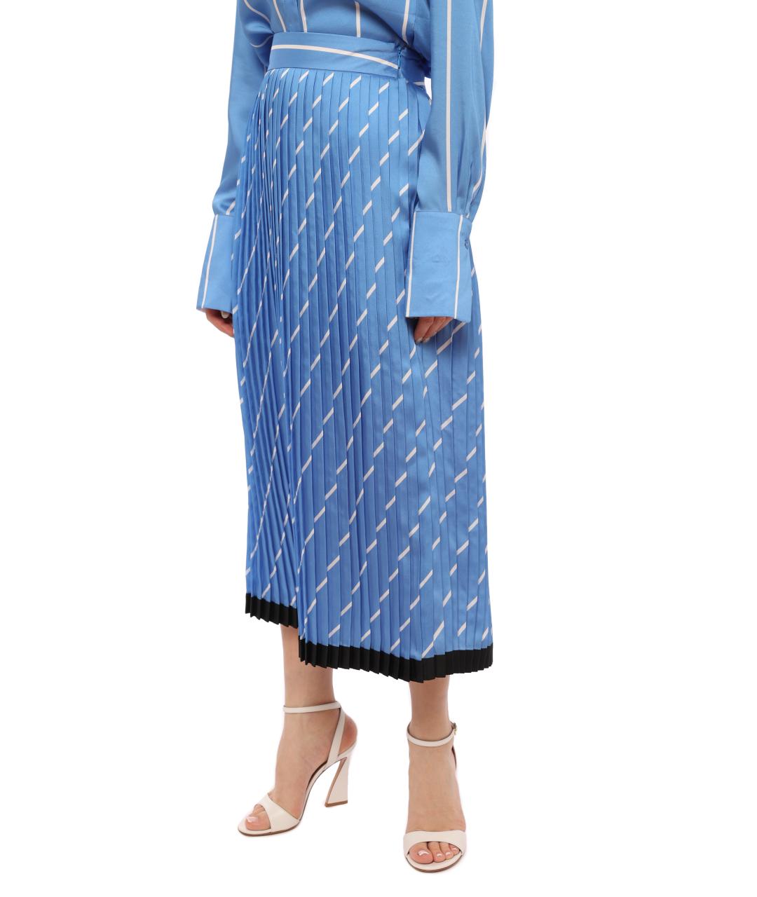 VICTORIA BECKHAM Голубая полиэстеровая юбка миди, фото 2