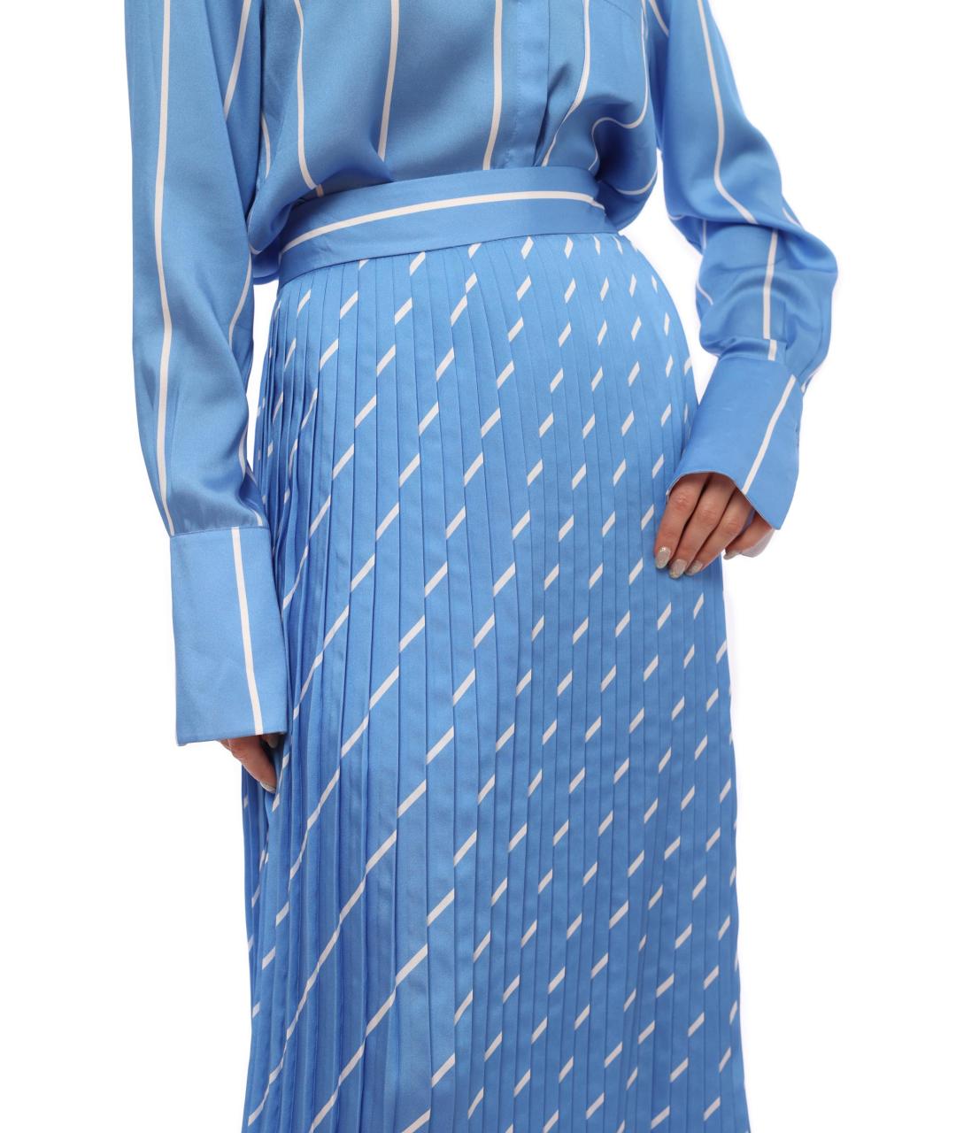 VICTORIA BECKHAM Голубая полиэстеровая юбка миди, фото 4