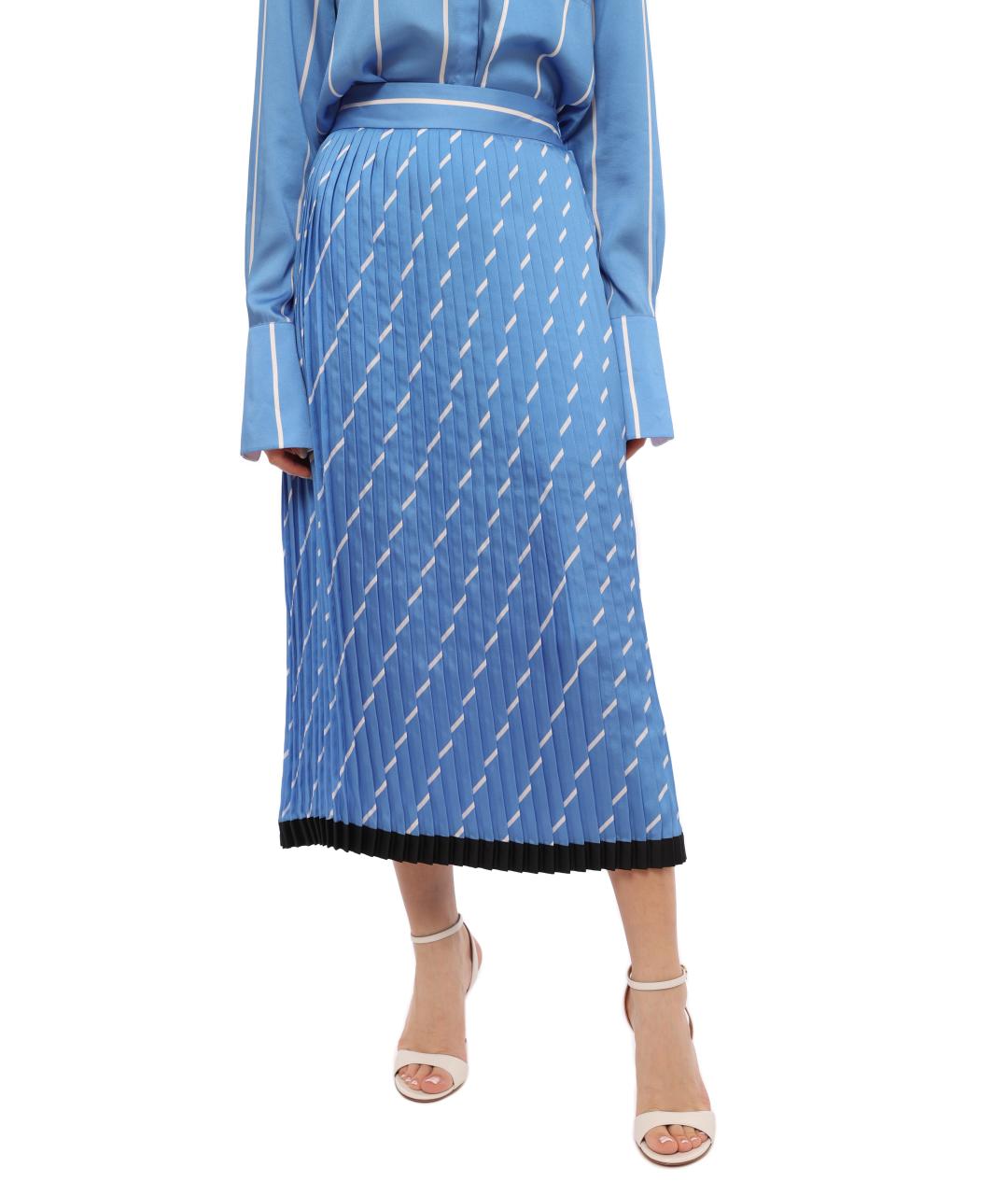 VICTORIA BECKHAM Голубая полиэстеровая юбка миди, фото 3