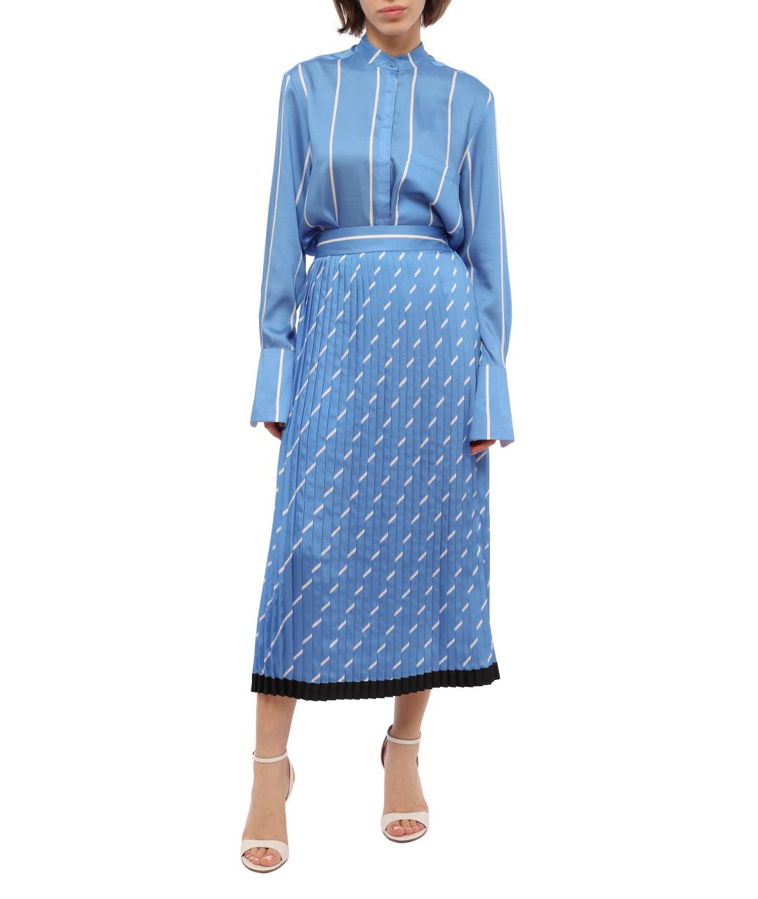 VICTORIA BECKHAM Голубая полиэстеровая юбка миди, фото 6