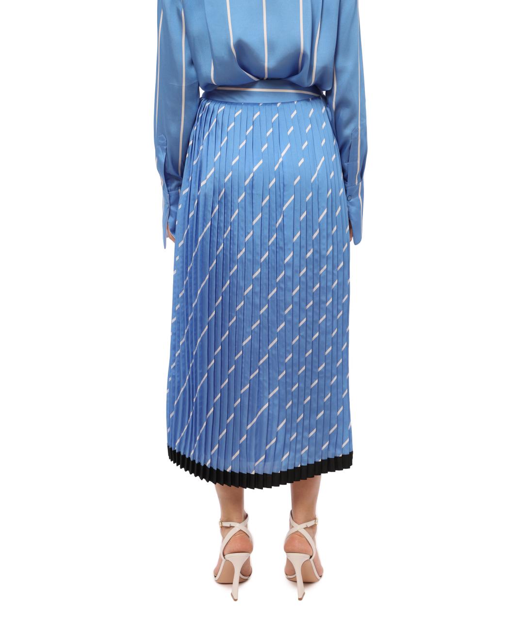 VICTORIA BECKHAM Голубая полиэстеровая юбка миди, фото 5