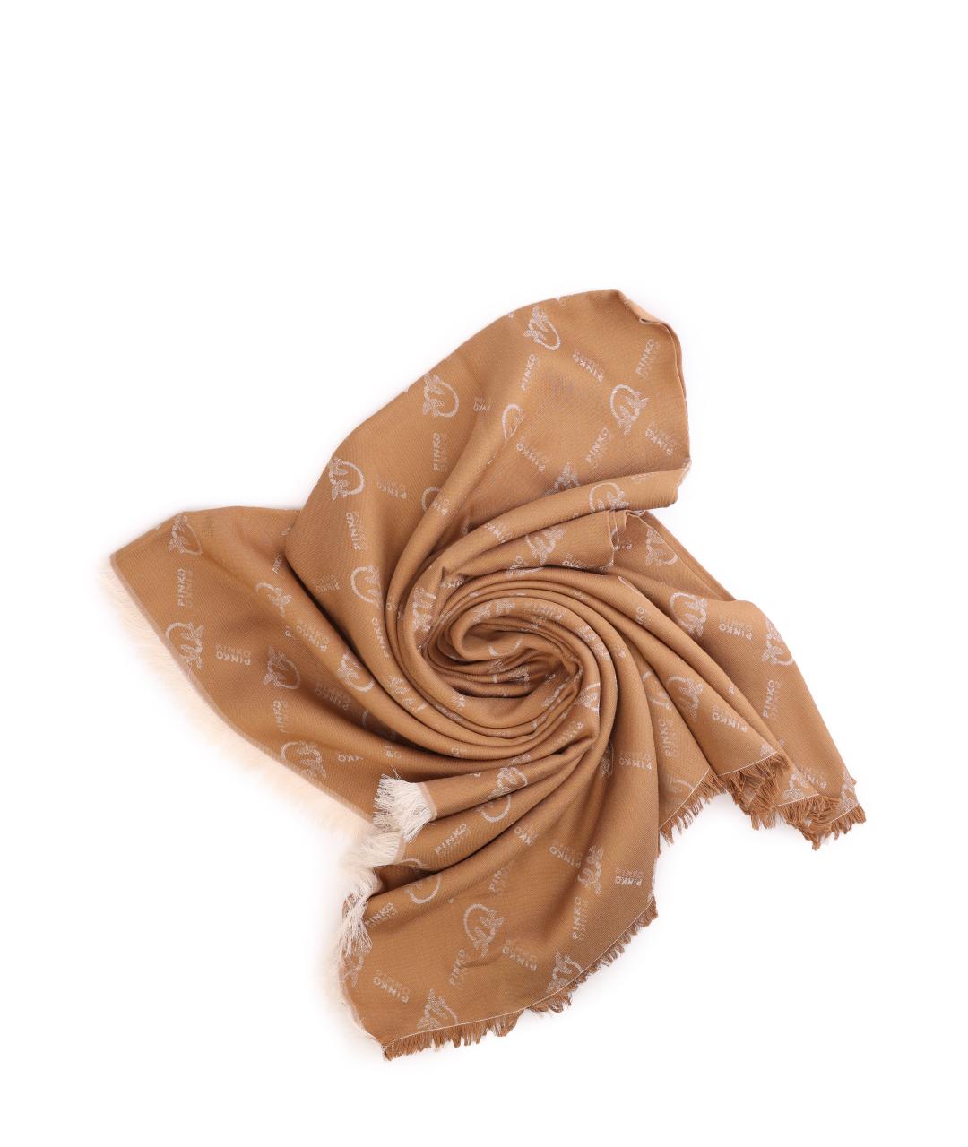 PINKO Бежевый хлопковый шарф, фото 4
