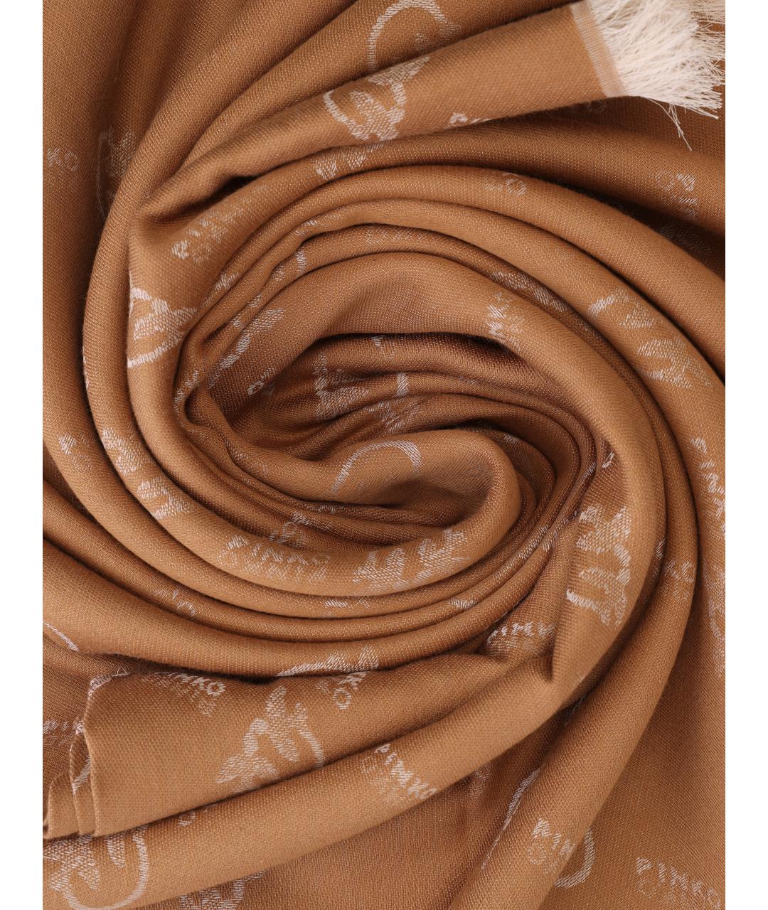PINKO Бежевый хлопковый шарф, фото 3