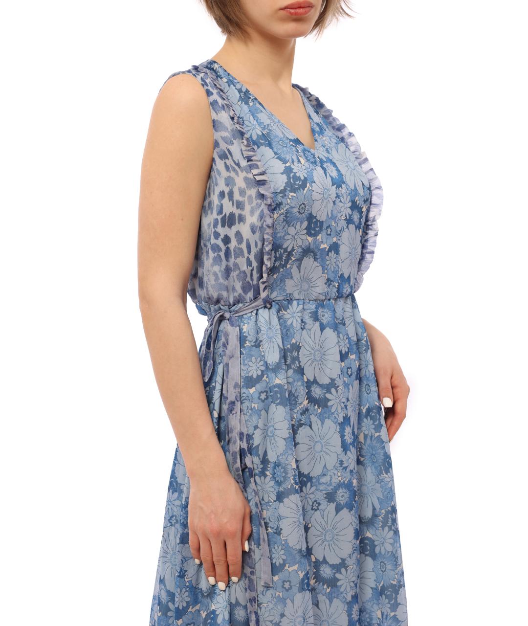 LIU JO Голубое полиэстеровое повседневное платье, фото 4