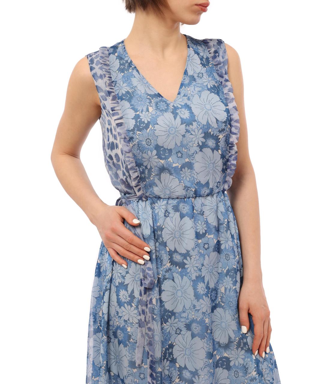 LIU JO Голубое полиэстеровое повседневное платье, фото 5