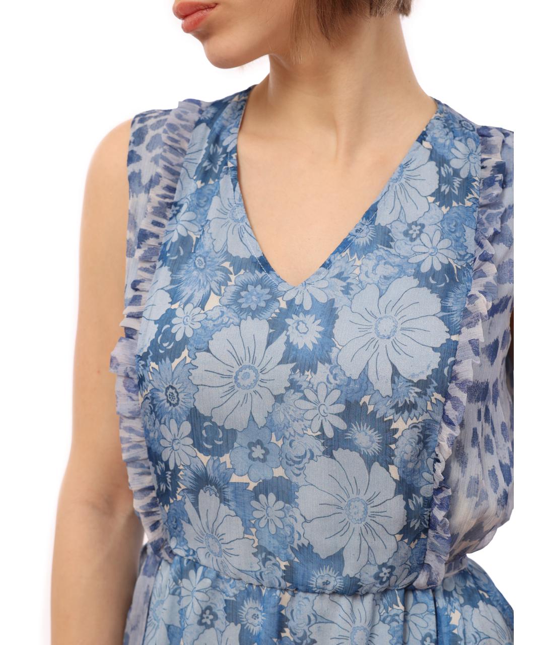 LIU JO Голубое полиэстеровое повседневное платье, фото 6