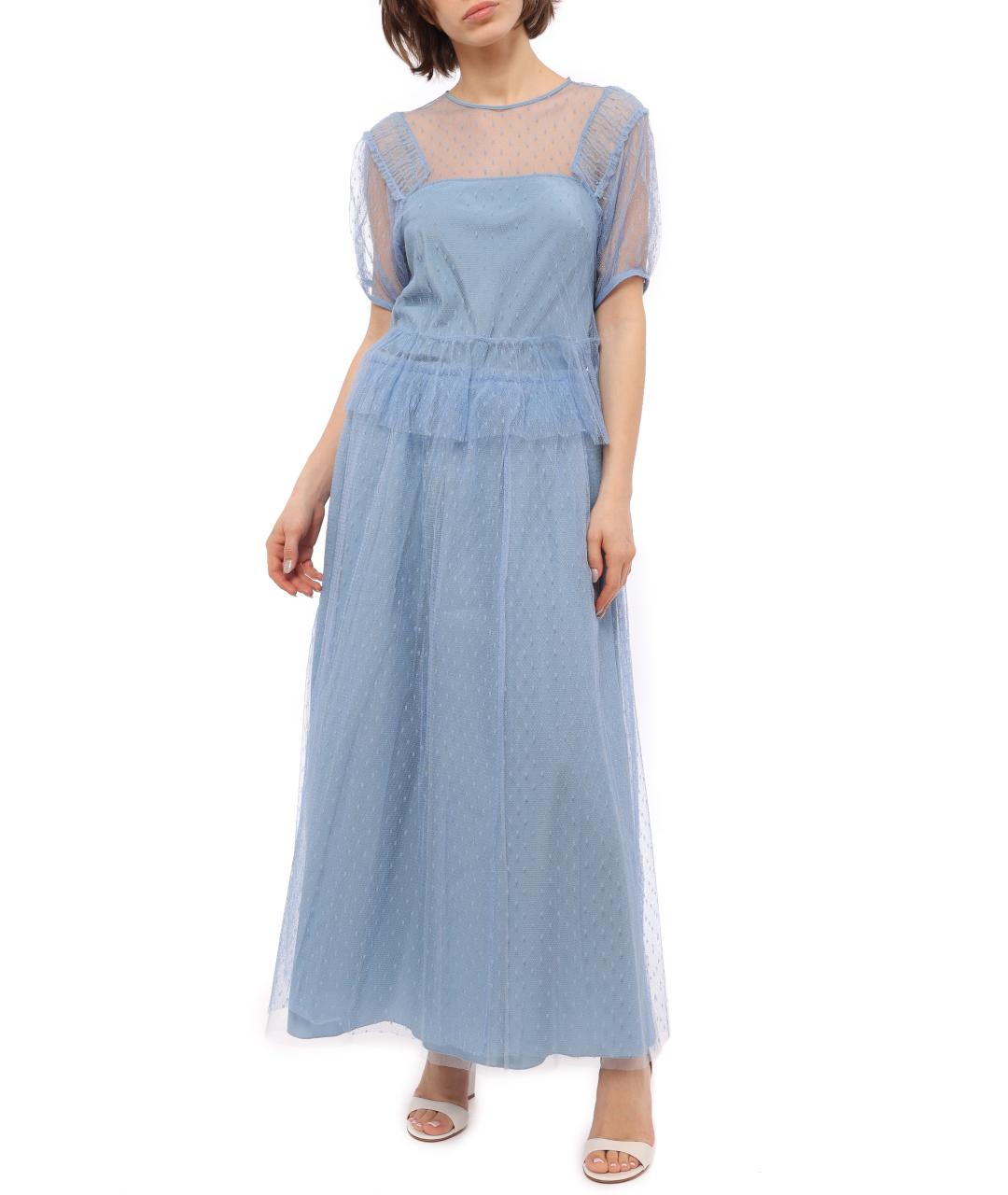 RED VALENTINO Голубая полиамидовая футболка, фото 6