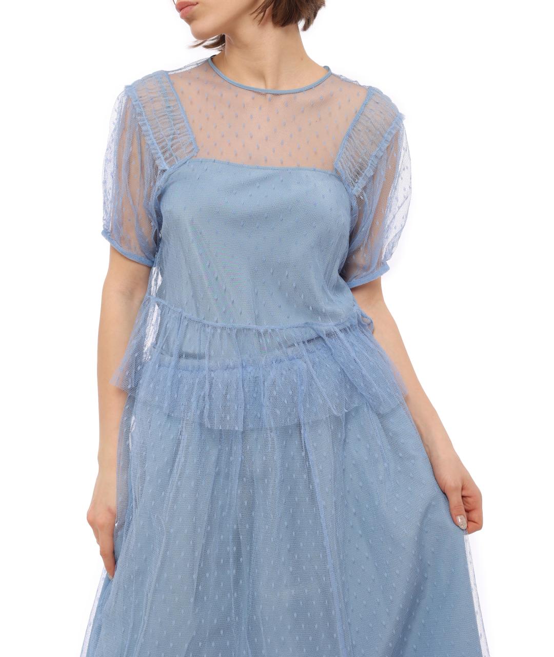 RED VALENTINO Голубая полиамидовая футболка, фото 5