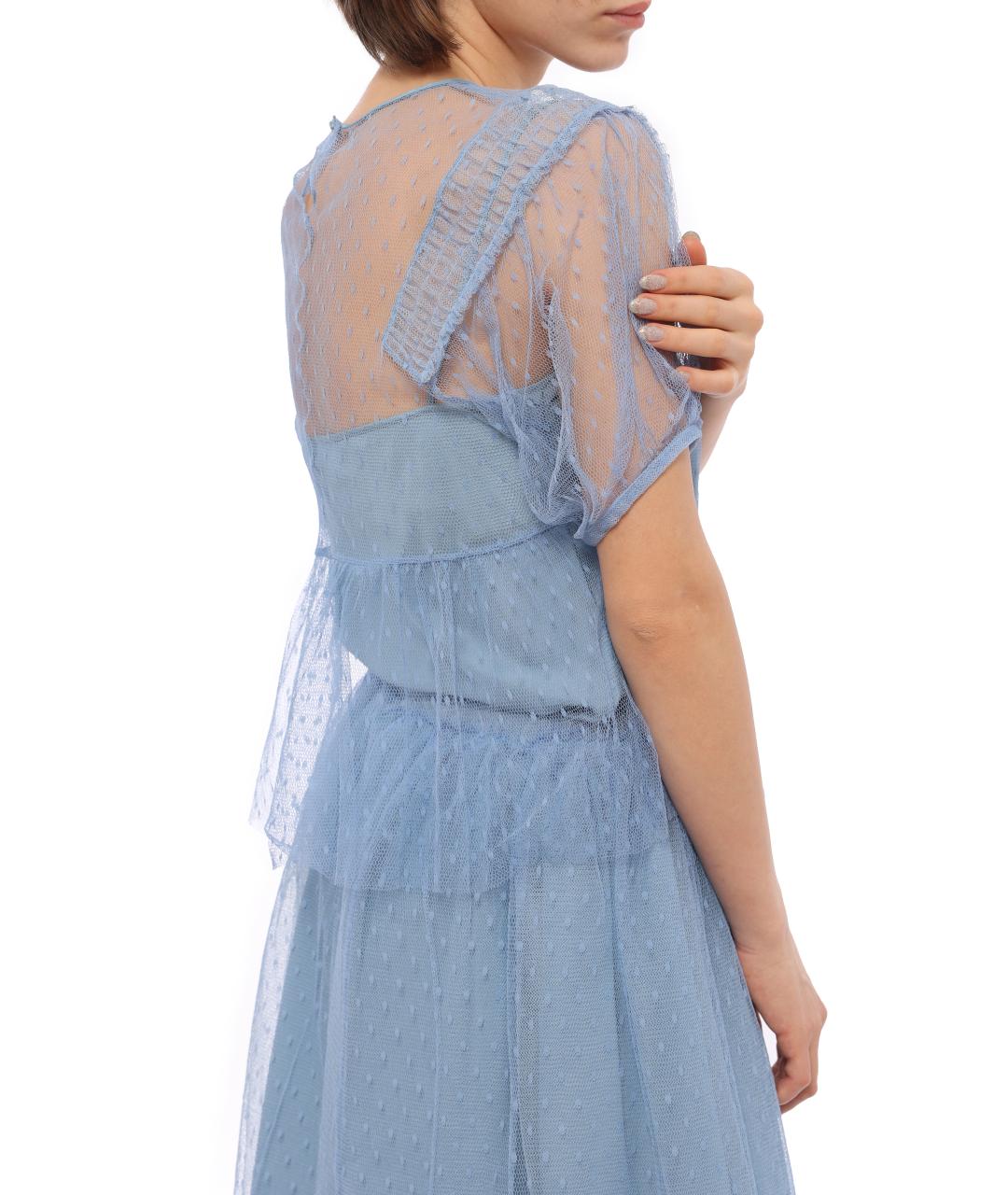 RED VALENTINO Голубая полиамидовая футболка, фото 4