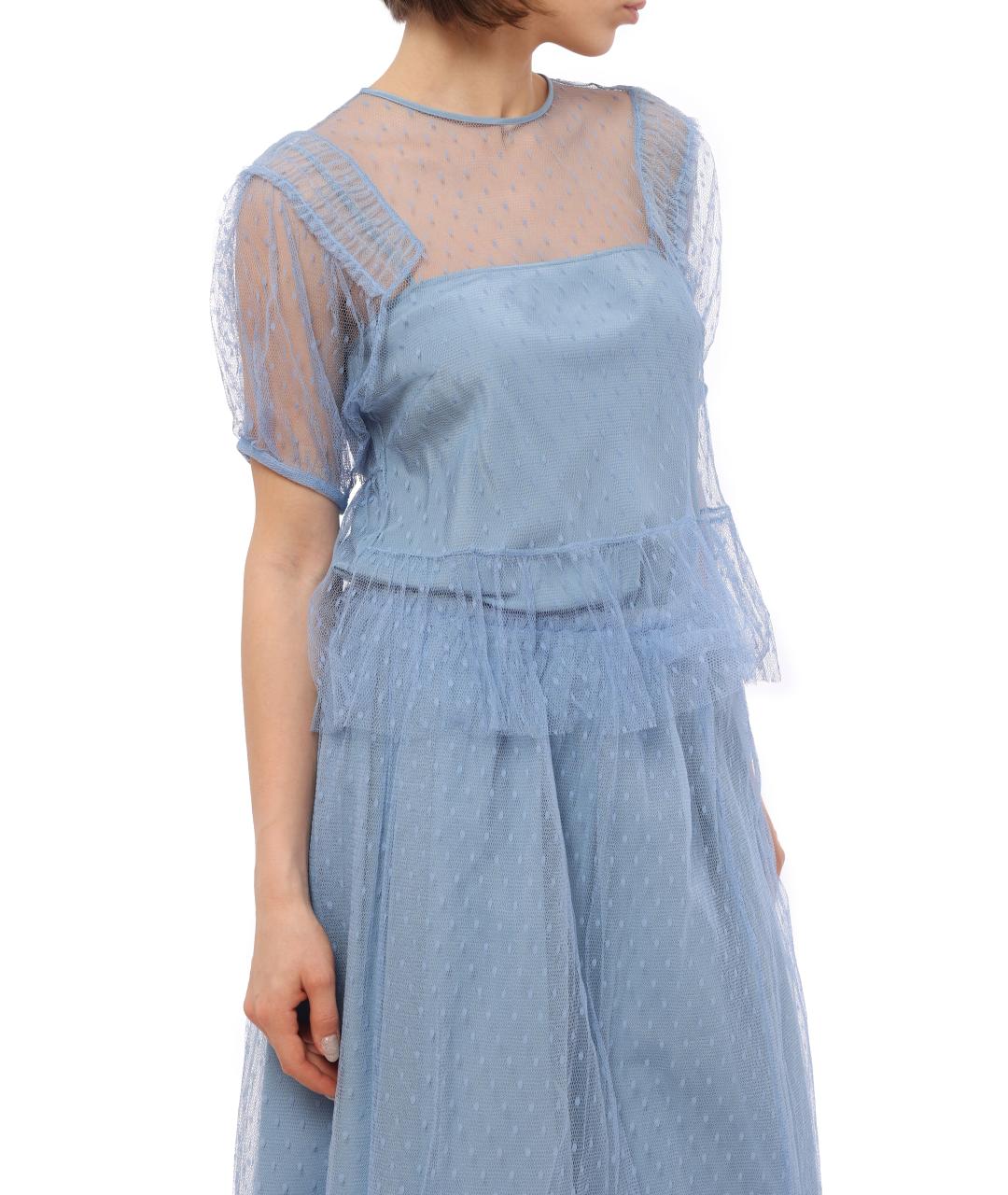 RED VALENTINO Голубая полиамидовая футболка, фото 7