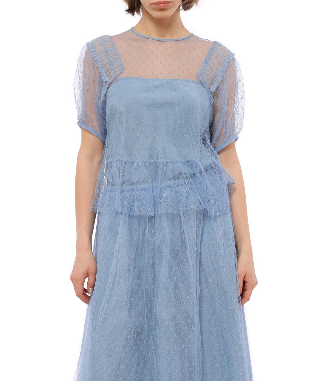 RED VALENTINO Голубая полиамидовая футболка, фото 9