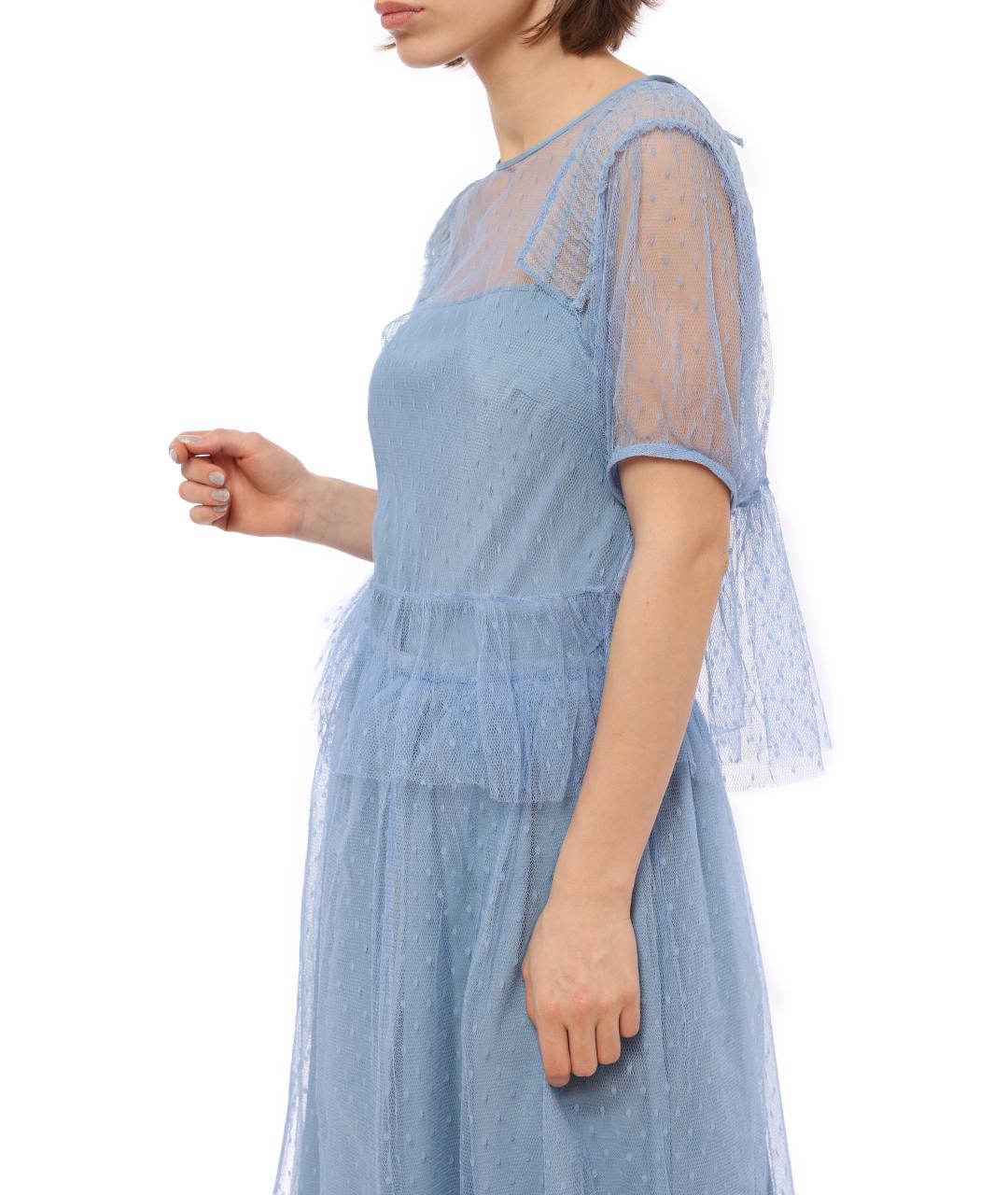 RED VALENTINO Голубая полиамидовая футболка, фото 2