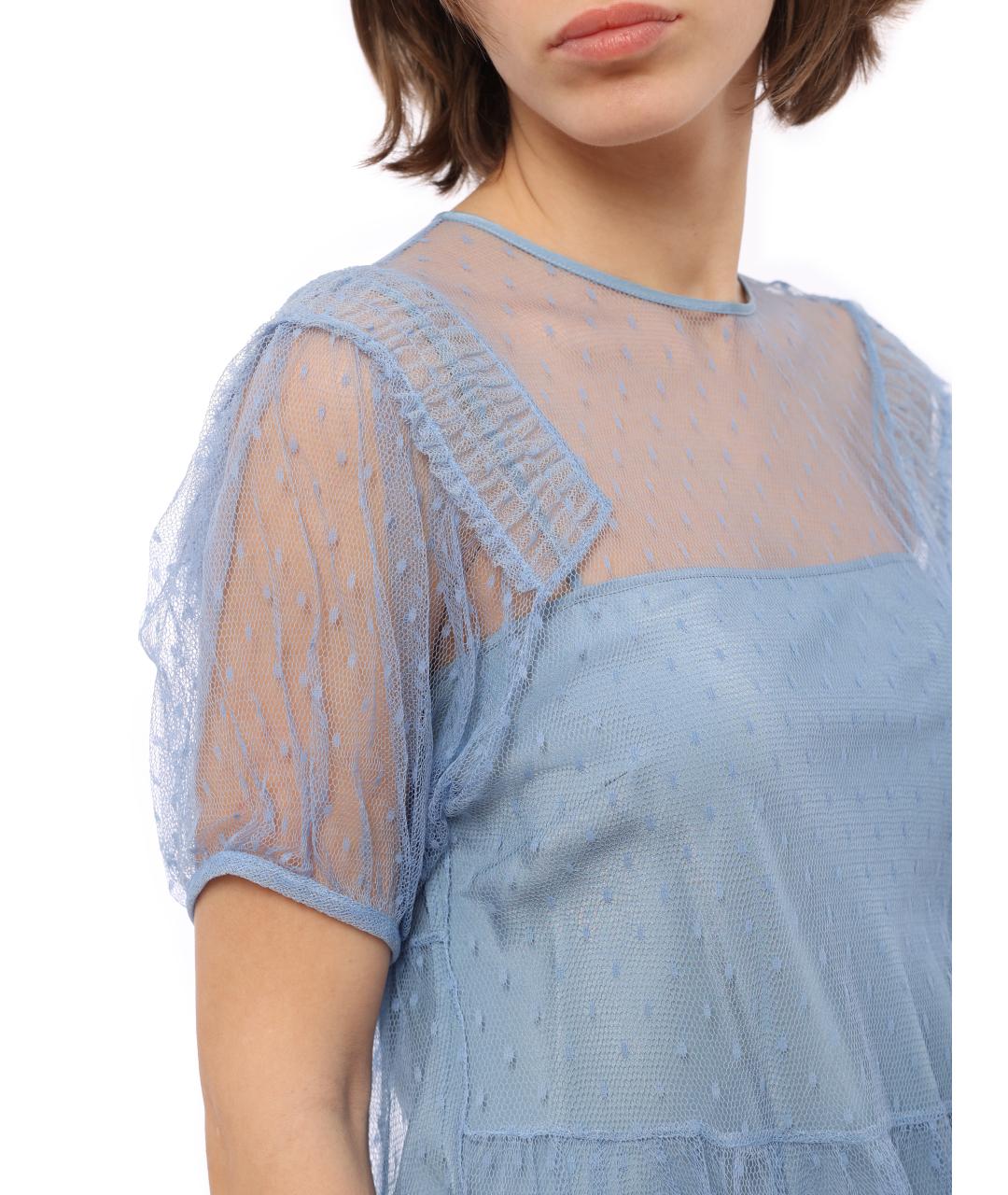 RED VALENTINO Голубая полиамидовая футболка, фото 3