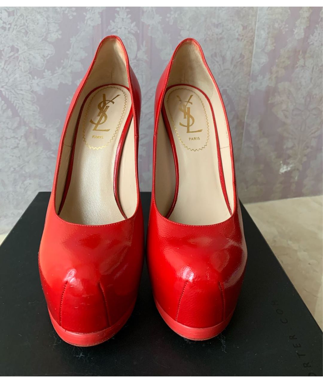 YVES SAINT LAURENT VINTAGE Красные туфли из лакированной кожи, фото 2