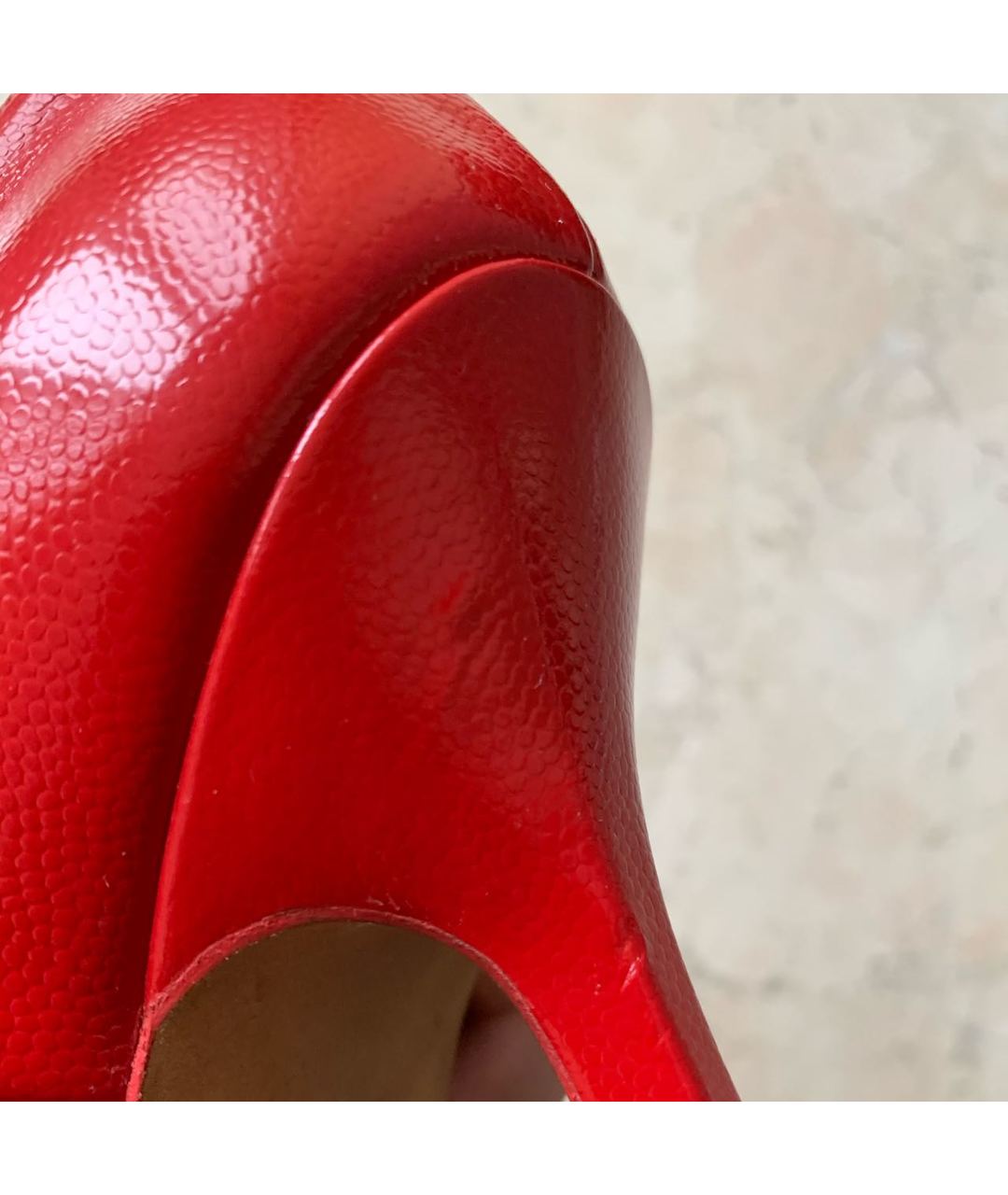 YVES SAINT LAURENT VINTAGE Красные туфли из лакированной кожи, фото 8