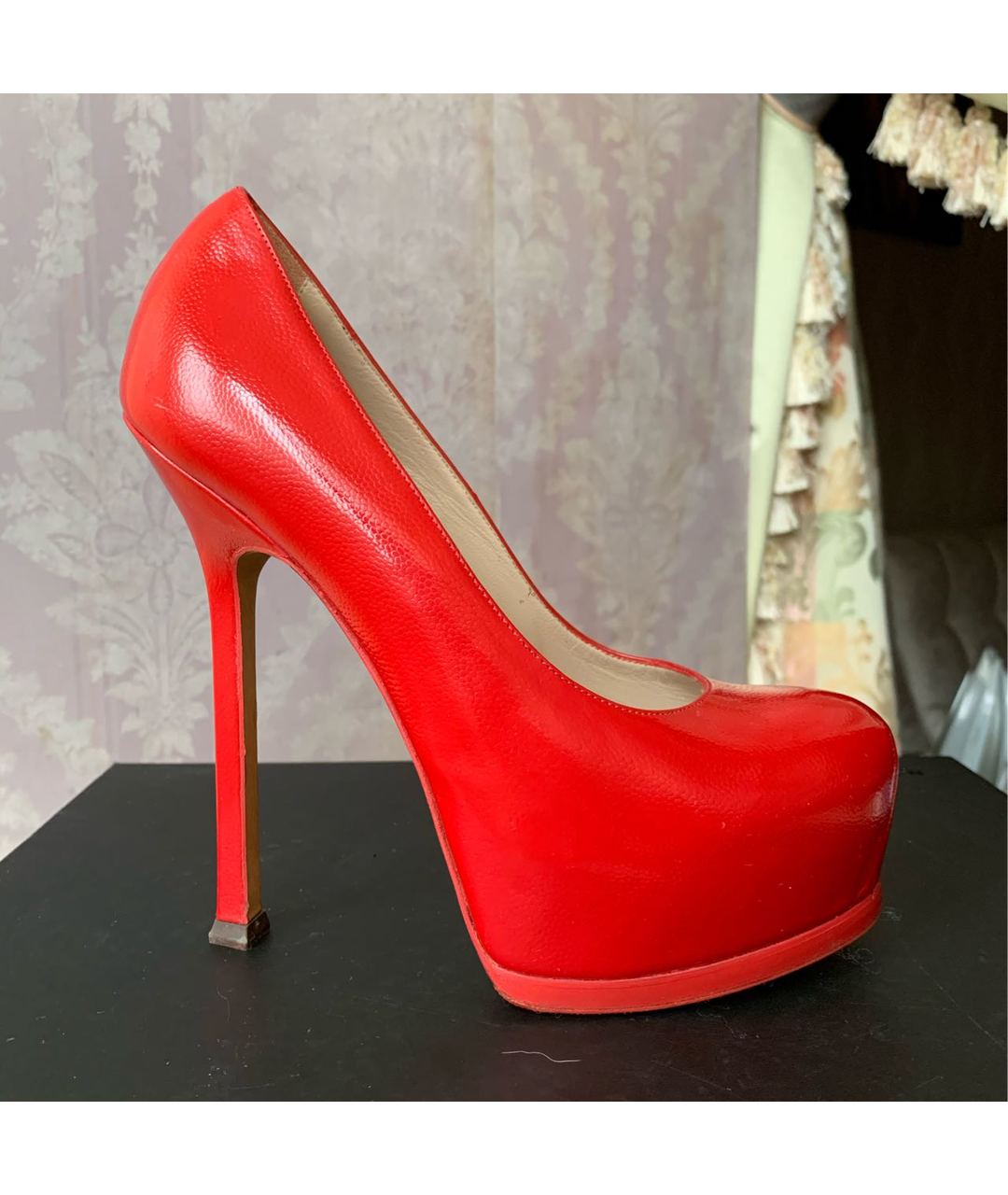 YVES SAINT LAURENT VINTAGE Красные туфли из лакированной кожи, фото 9