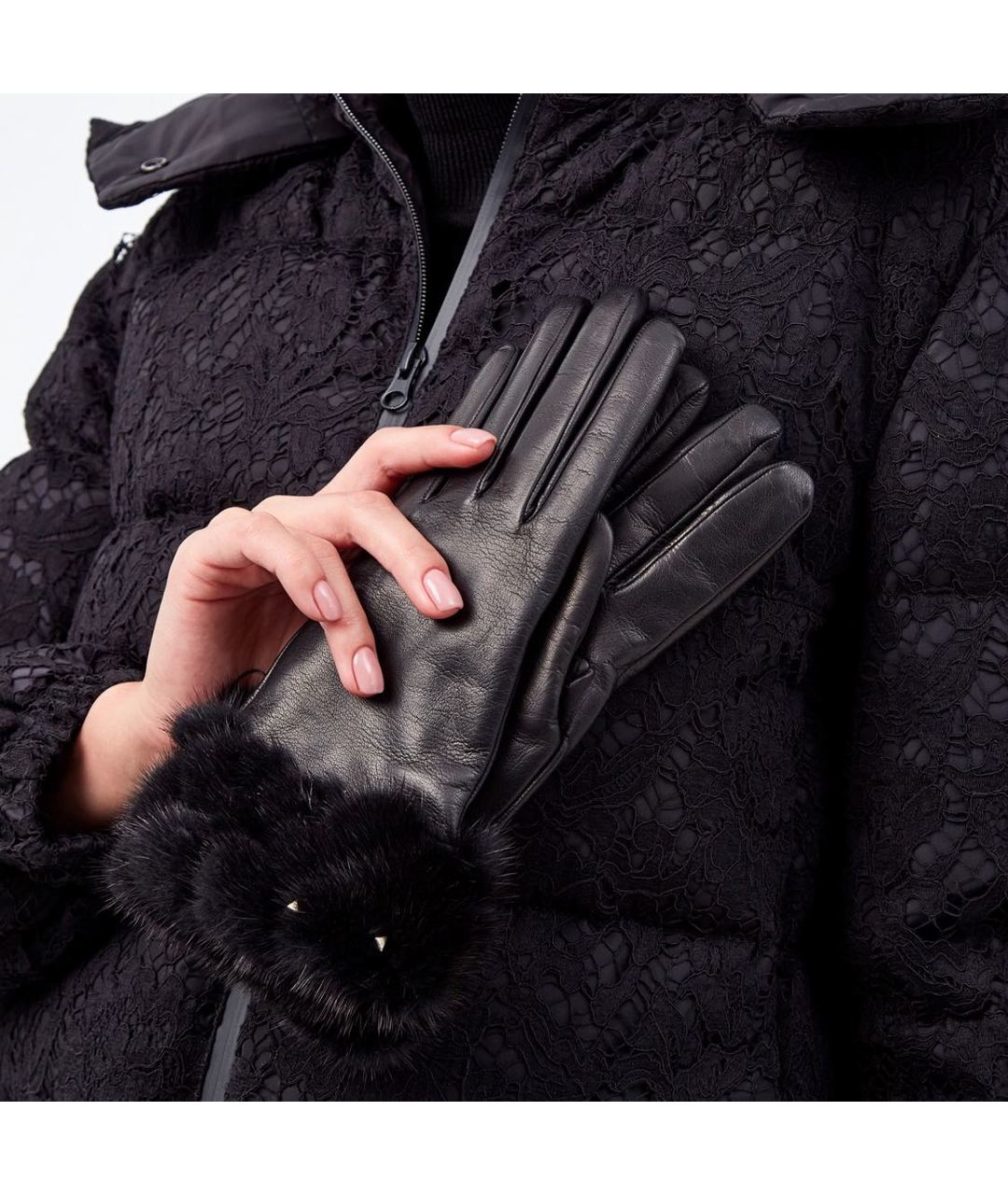 VALENTINO Черные кожаные перчатки, фото 2