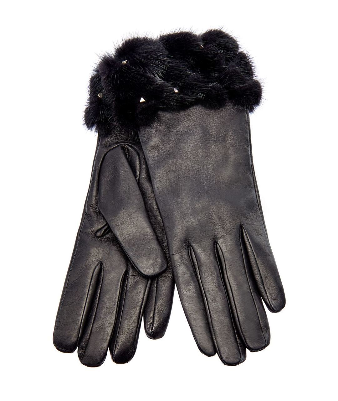 VALENTINO Черные кожаные перчатки, фото 1