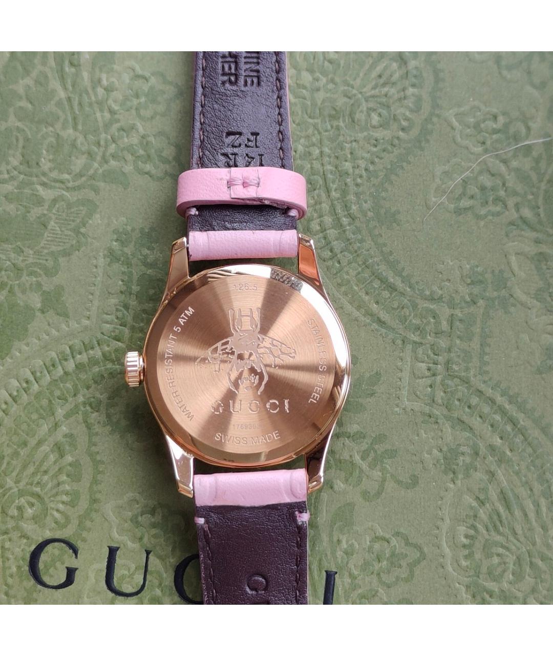 GUCCI Розовые металлические часы, фото 4