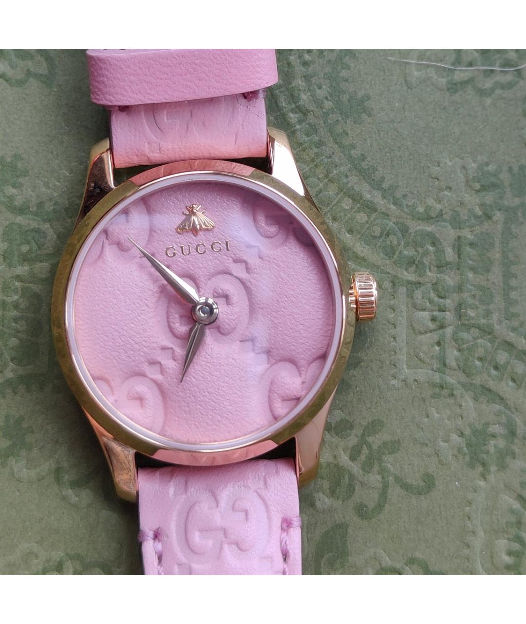GUCCI Розовые металлические часы, фото 8