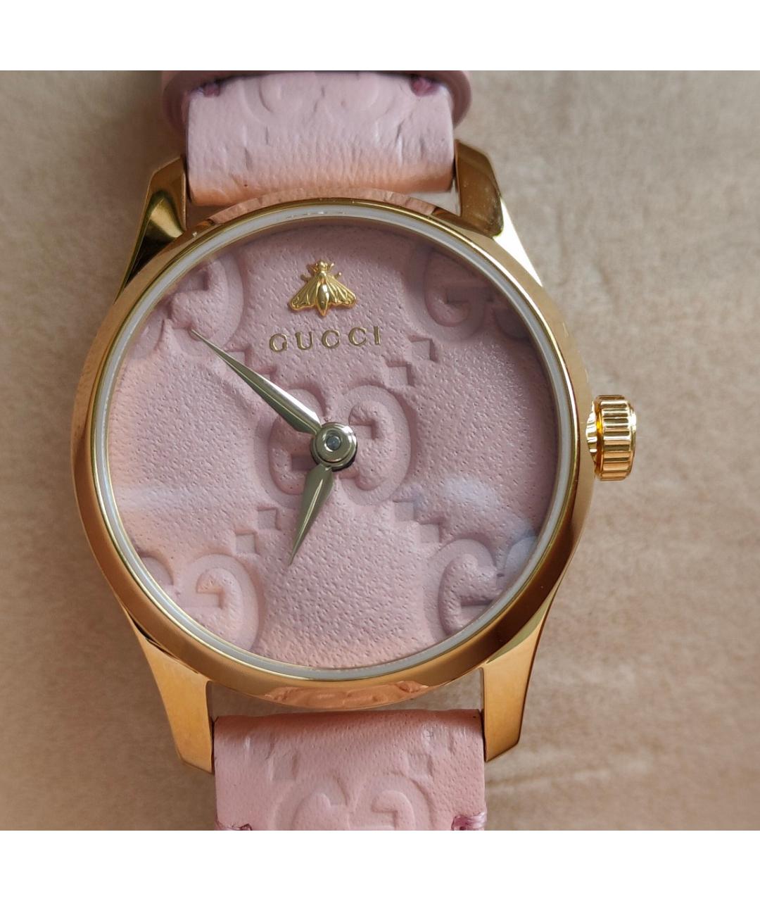 GUCCI Розовые металлические часы, фото 3