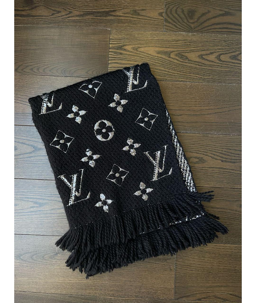 LOUIS VUITTON Черный шерстяной шарф, фото 5