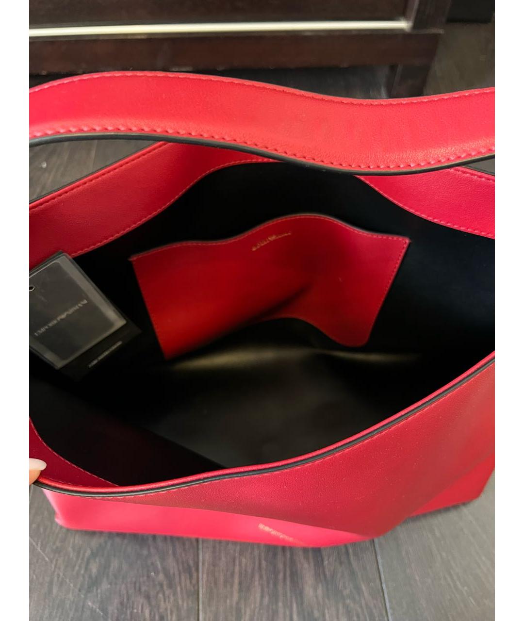 EMPORIO ARMANI Бордовая сумка тоут из искусственной кожи, фото 4