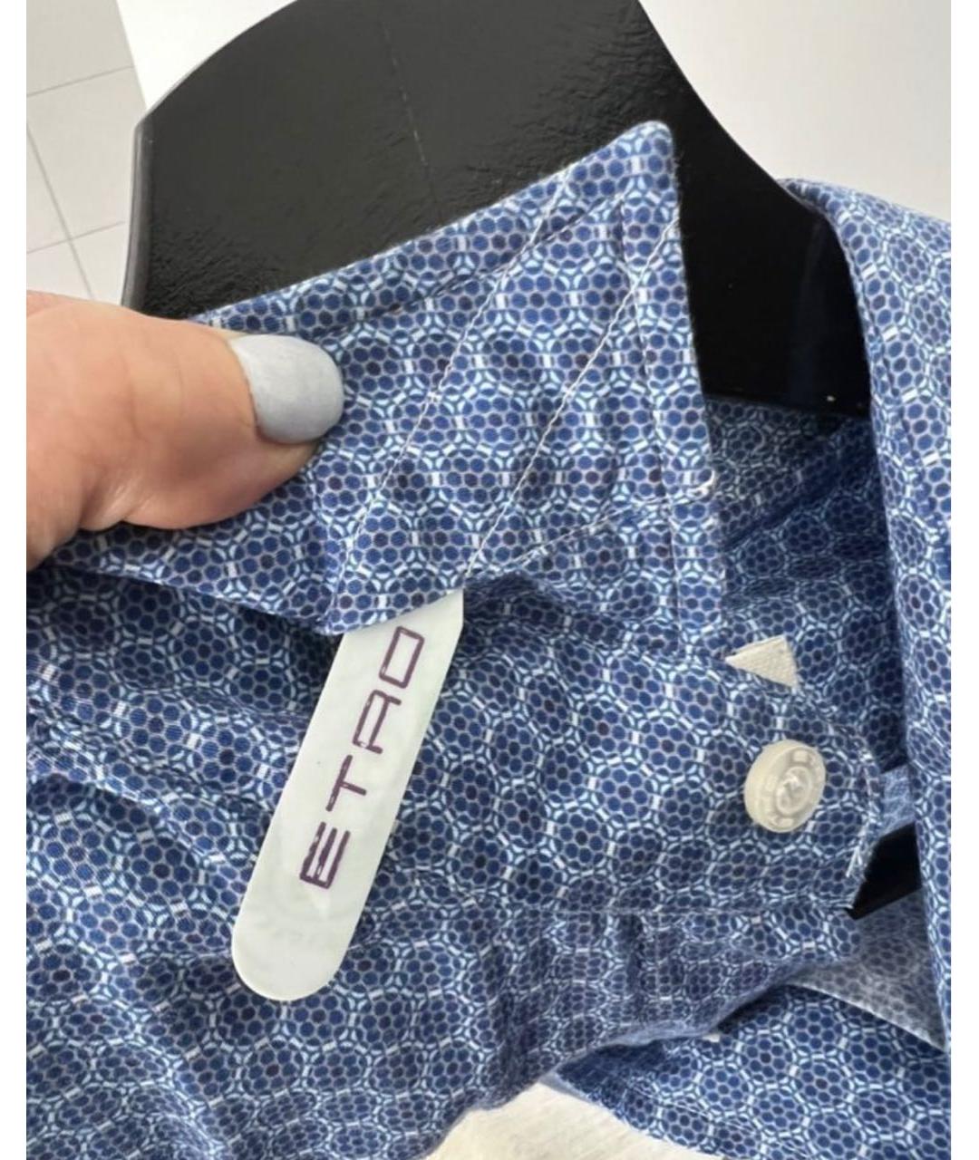 ETRO Синяя хлопковая кэжуал рубашка, фото 6