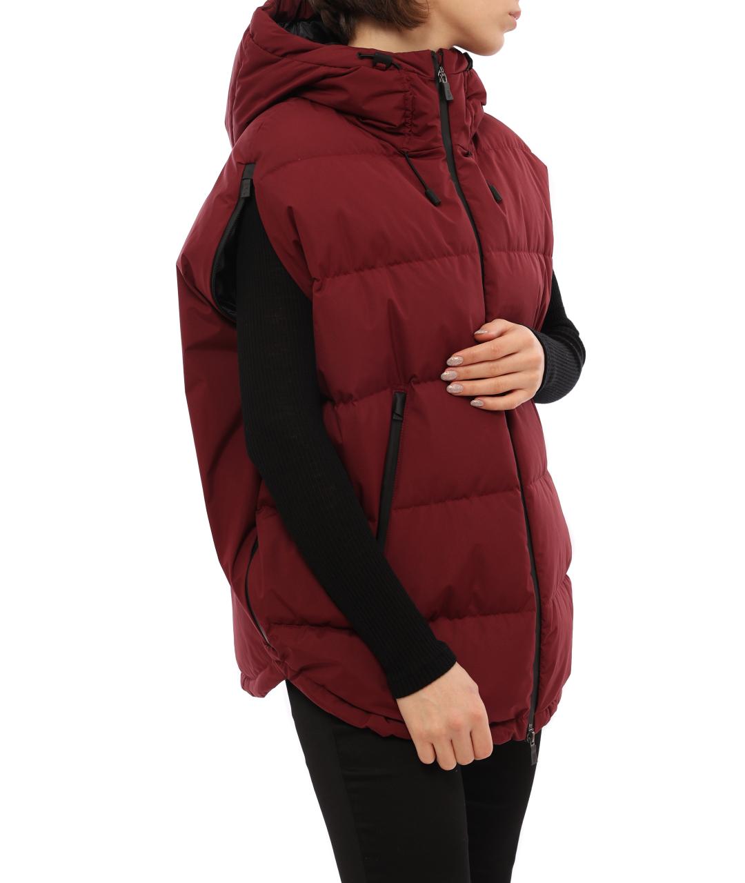 HERNO Бордовый полиэстеровый жилет, фото 7