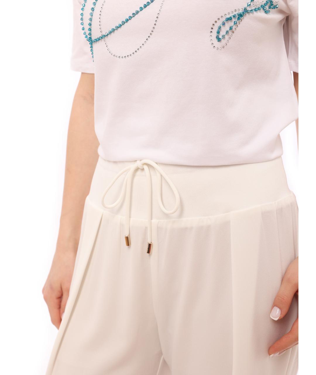 LIU JO Белые полиэстеровые брюки широкие, фото 5