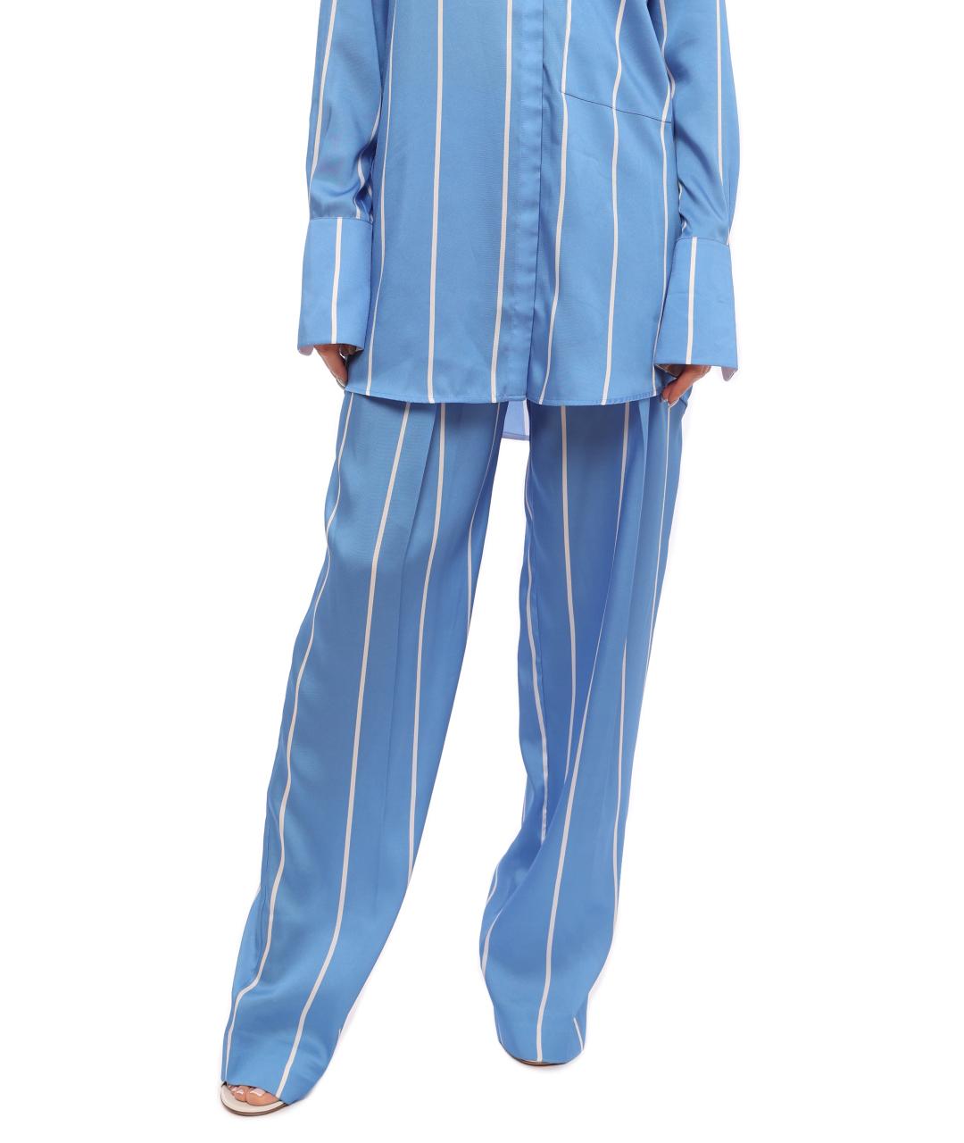 VICTORIA BECKHAM Голубые полиэстеровые брюки широкие, фото 4