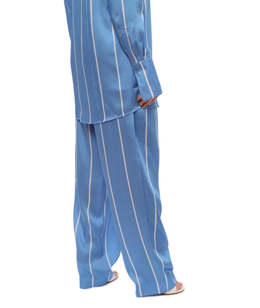 VICTORIA BECKHAM Голубые полиэстеровые брюки широкие, фото 5
