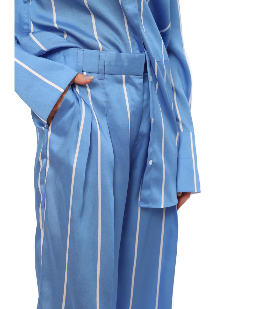 VICTORIA BECKHAM Голубые полиэстеровые брюки широкие, фото 2