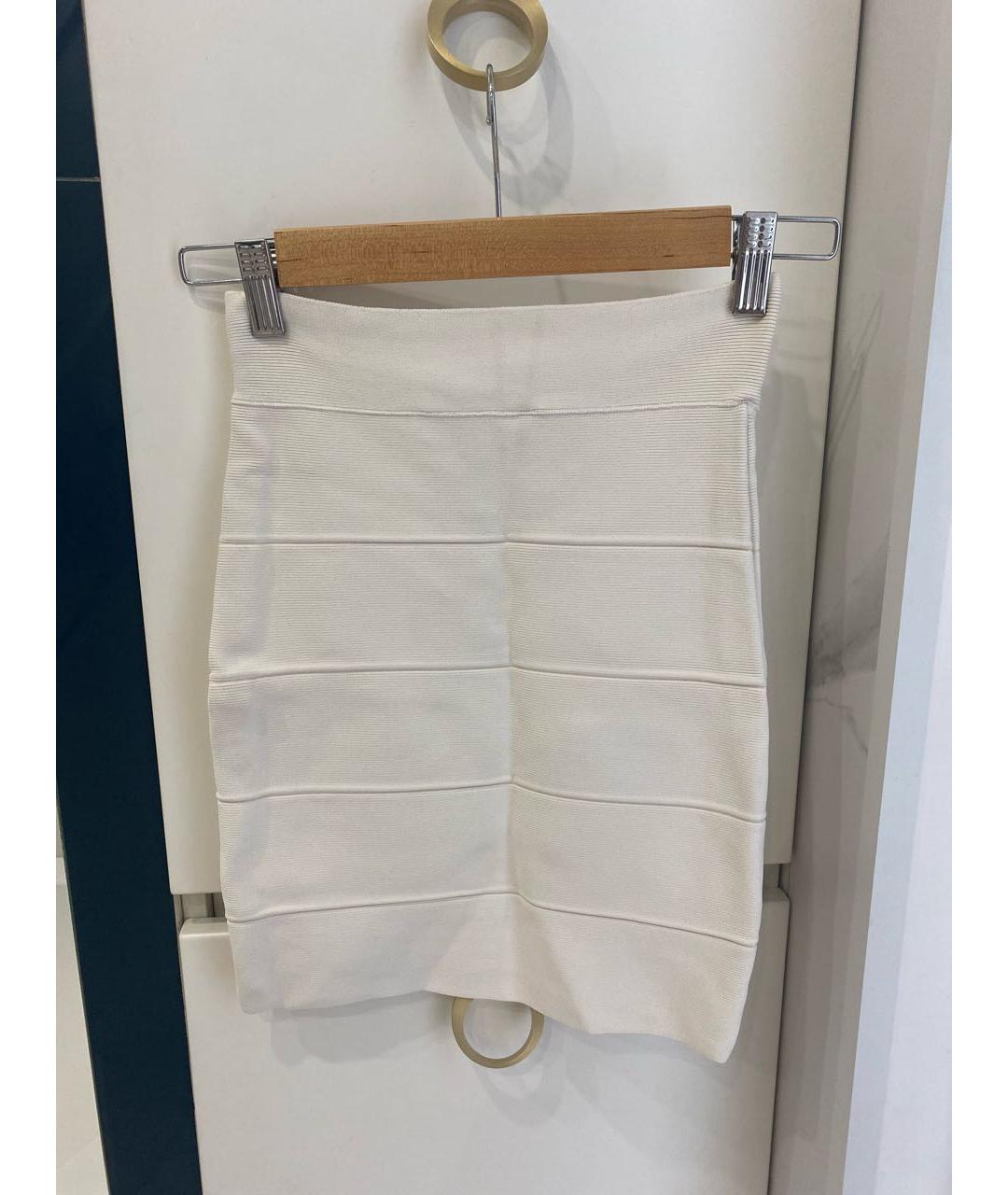 BCBG MAXAZRIA Белая вискозная юбка мини, фото 7
