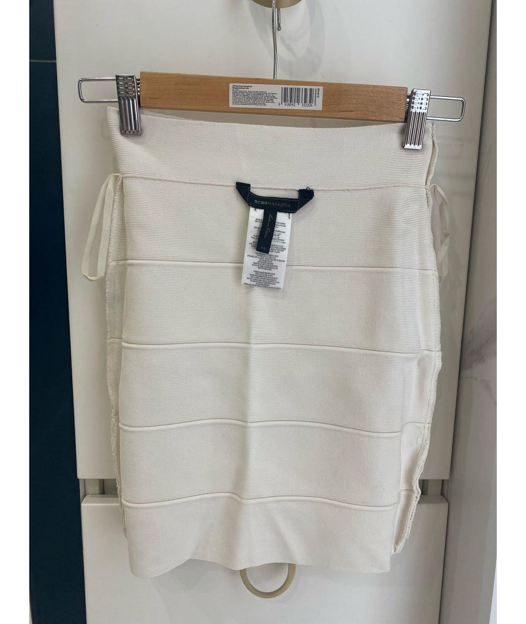 BCBG MAXAZRIA Белая вискозная юбка мини, фото 4