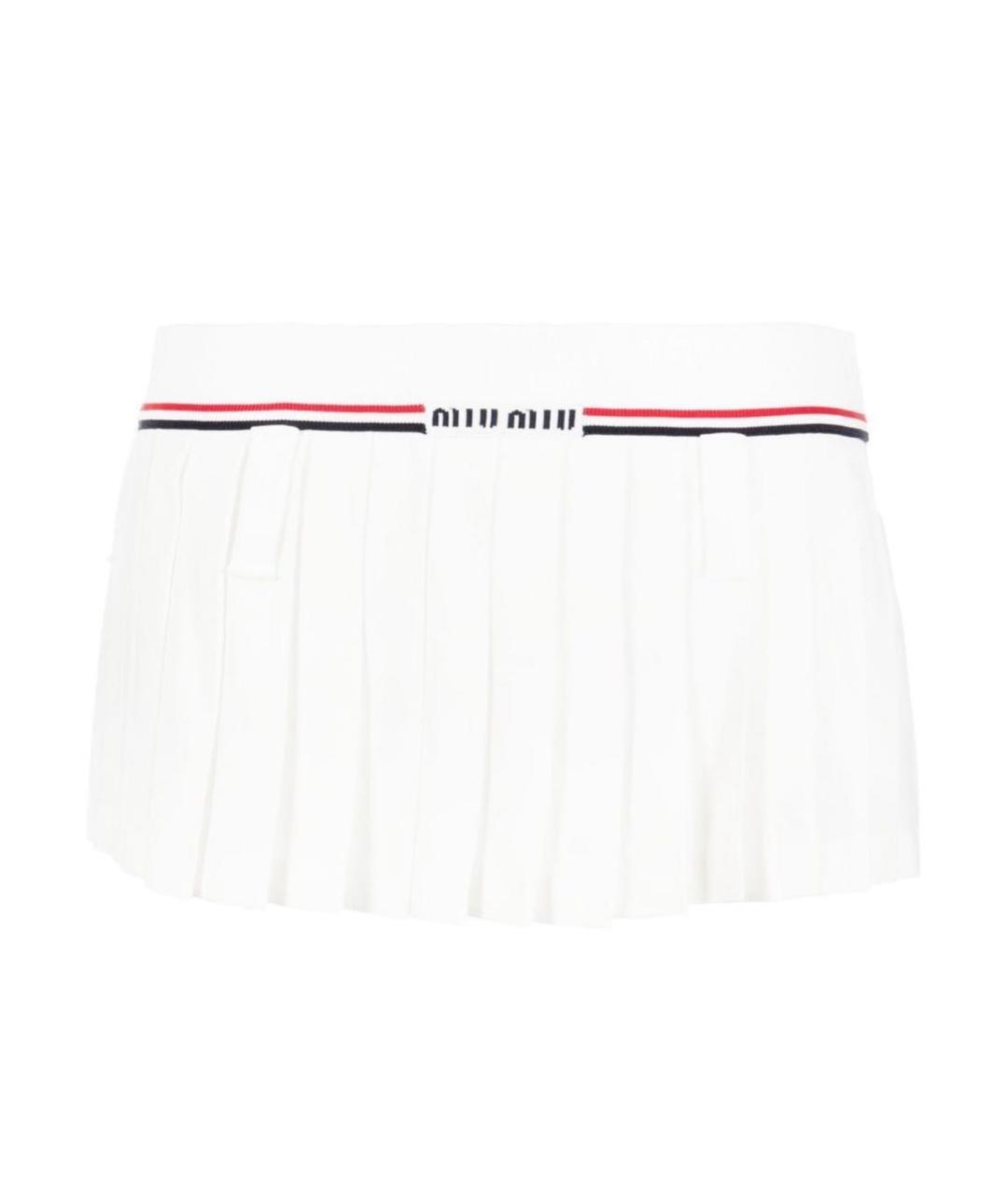 MIU MIU Белая вискозная юбка мини, фото 5